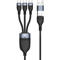 Conceptronic ETTA06B15C 3-in-1 USB-C-Datenkabel, 1,5 m, 100 W Schnellladung, USB 2.0, 5 A, mit E-Mark-Chip