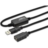DIGITUS USB 2.0 aktives Verlängerungskabel 10m Typ-A St./Bu. schwarz