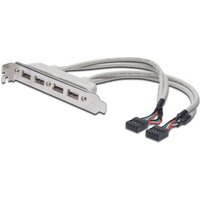 DIGITUS USB Slotblechkabel, 4x Typ A - 2x10pin IDC Bu/Bu, 0.25m beige