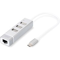 DIGITUS USB2.0 3-Port HUB & Fast Ethernet LAN-Adapter mit Typ-C Anschluss
