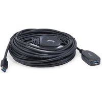 EQUIP 133347 Aktive USB 3.0 Verlängerungskabel, M/F, 10m, 5Gbps, Schwarz