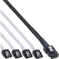 InLine® SAS Anschlusskabel, Mini-SAS SFF-8087 an 4x SATA, 1:1, OCR, 0,75m
