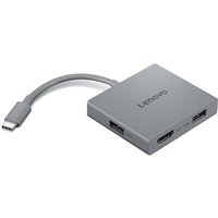 Lenovo 4-in-1 USB-C Hub Grau, HDMI, USB-A, 2x USB-A, 3.5mm Klinke-Combo
