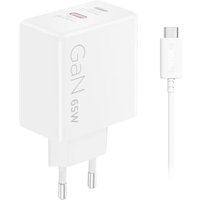 Lenovo Dual USB-C 65W GaN-Ladegerät/ Netzteil Weiß inkl. USB-C Kabel (1,5m)
