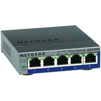 Netgear GS105E Managed Switch 5 Port Gigabit Ethernet LAN Switch Plus (Netzwerk Switch Managed, IGMP, QoS, VLAN, lüfterlos, robustes Metallgehäuse), Grau