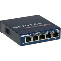 NETGEAR GS105GE LAN Switch 5 Port Netzwerk Switch (Plug-and-Play Gigabit Switch LAN Splitter, LAN Verteiler, Ethernet Hub, lüfterloses Metallgehäuse), Blau