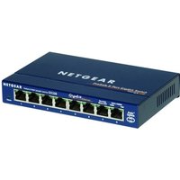 NETGEAR GS108GE LAN Switch 8 Port Netzwerk Switch (Plug-and-Play Gigabit Switch LAN Splitter, LAN Verteiler, Ethernet Hub, lüfterloses Metallgehäuse), Blau
