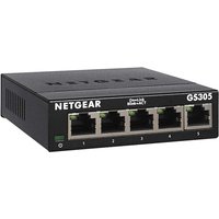 NETGEAR GS305 LAN Switch 5 Port Netzwerk Switch (Plug-and-Play Gigabit Switch LAN Splitter, LAN Verteiler, Ethernet Hub lüfterlos, robustes Metallgehäuse), Schwarz