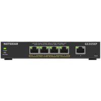 NETGEAR GS305EP PoE Switch 4 Port Gigabit Ethernet LAN Switch PoE+ 63W Plus (5 Ports Plug-and-Play, Managed Netzwerk Switch PoE, IGMP Snooping, QoS, VLAN, Lüfterloses Metallgehäuse)