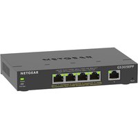 NETGEAR GS305EPP PoE Switch 4 Port Gigabit Ethernet LAN Switch PoE+ 120W Plus (5 Ports Plug-and-Play, Managed Netzwerk Switch PoE, IGMP Snooping, QoS, VLAN, Lüfterloses Metallgehäuse), Schwarz