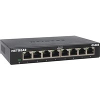NETGEAR GS308 LAN Switch 8 Port Netzwerk Switch (Plug-and-Play Gigabit Switch LAN Splitter, LAN Verteiler, Ethernet Hub lüfterlos, robustes Metallgehäuse mit Ein-/Ausschalter), Schwarz