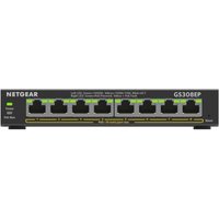 Netgear GS308EP PoE Switch 8 Port Gigabit Ethernet LAN Switch PoE+ 62W Plus (Managed Netzwerk Switch PoE mit IGMP Snooping, QoS, VLAN, lüfterloses Metallgehäuse)